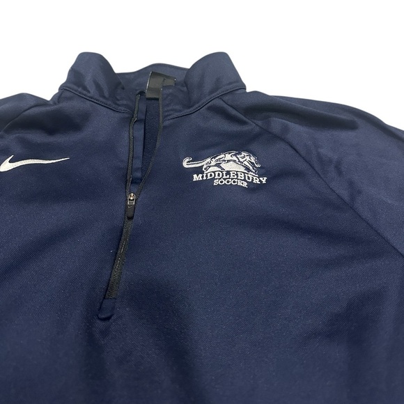 Nike Dri Fit Men’s Middlebury Soccer Quarter Zip Sweatshirt Navy Blue Large - Picture 2 of 7